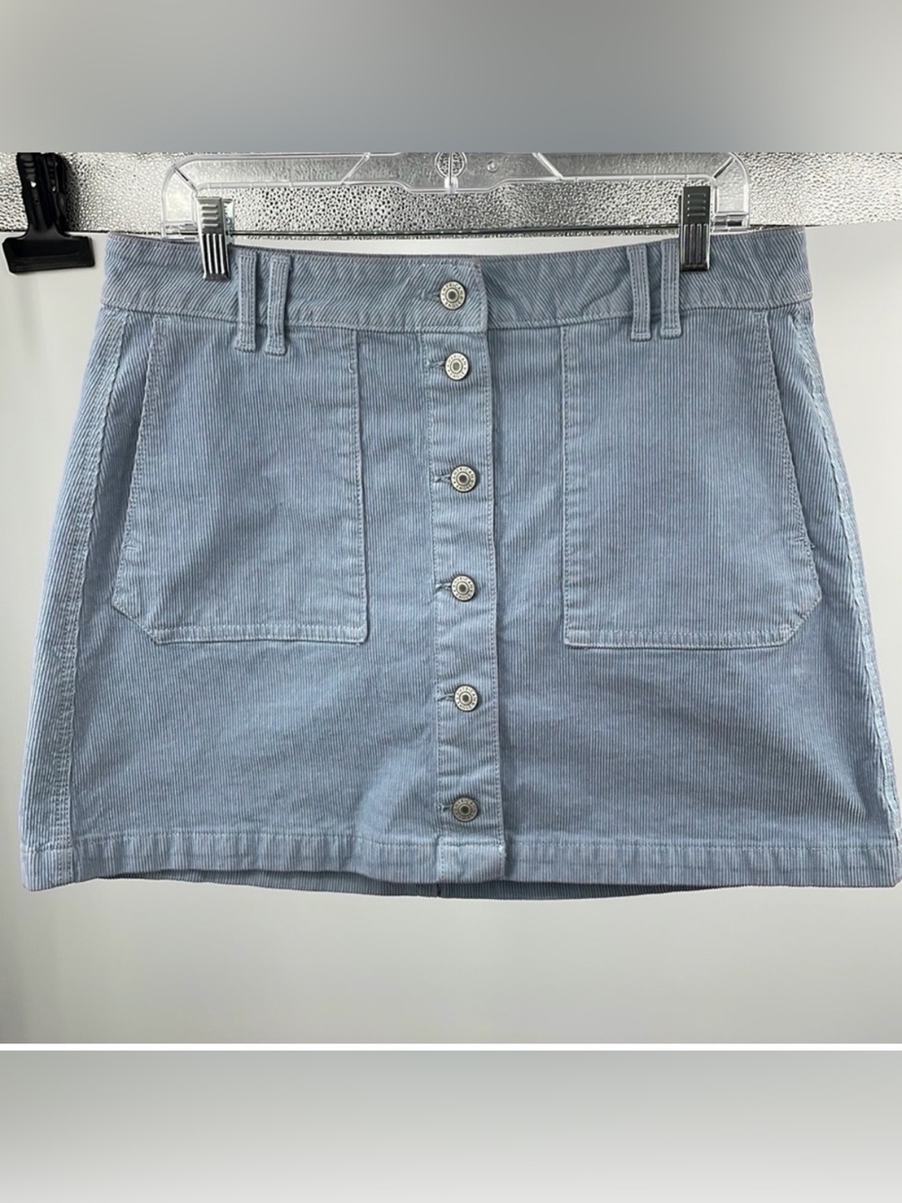American Eagle Light Blue Front Button Corduroy Skirt – Size 12